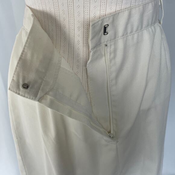 Vintage Midi Skirt Size 14 White Minimal Secretary Retro High Rise 80s 90s - Picture 4 of 16